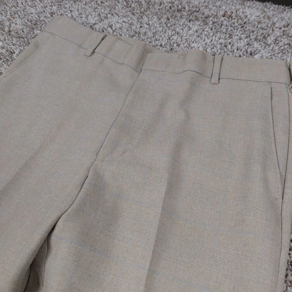 Vintage Levi's Action Slacks Pants Mens 32x20 Beige Plaid Flat Front Dress